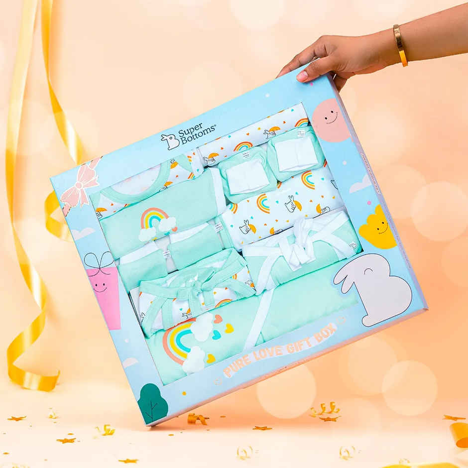 SuperBottoms Pure Love Gift Set For Newborn (0-6 Months) Baby Boys & Girls