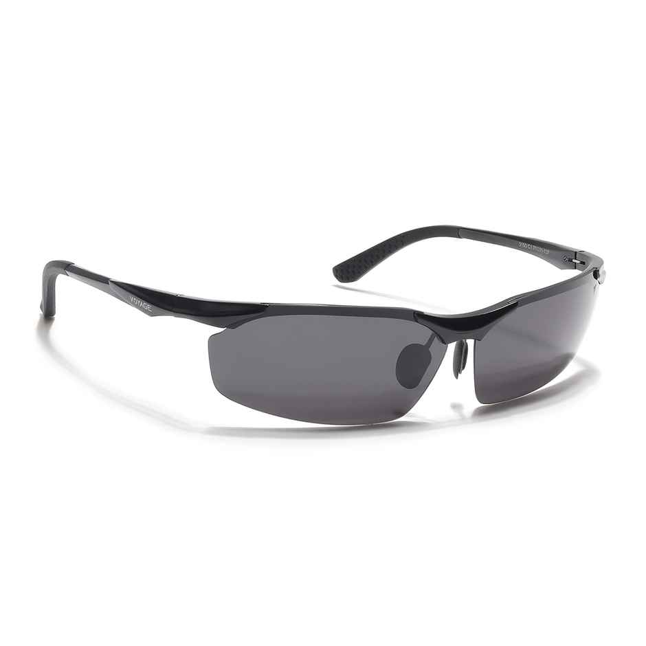 Voyage Unisex Geometric Aluminium Sunglasses | Black - L