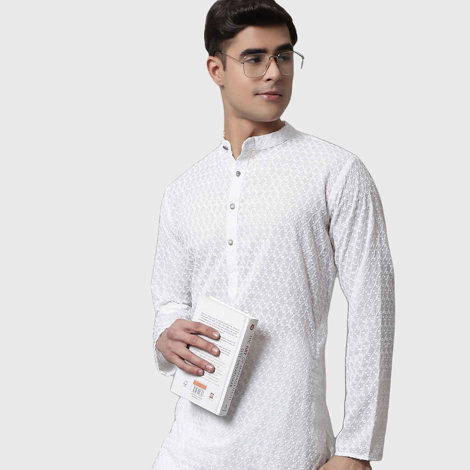 Jompers Men's Kurta | Ko 561 | White - L