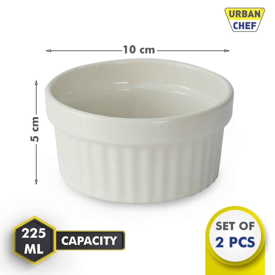 Urban Chef Ramekin Ceramic Bowl - Sea White 2 Pcs | Set of 2 - 225 Each