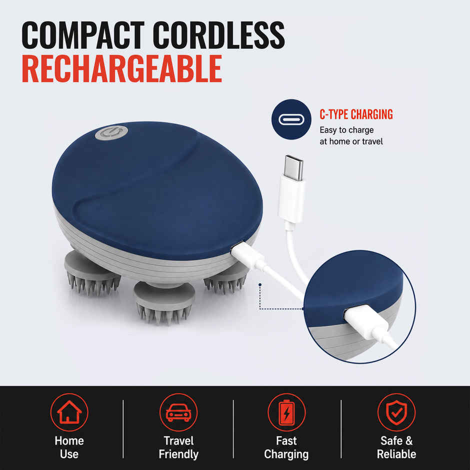 Slovic Rechargeable Electric Scalp & Head Massager With 3-Speed Modes (Blue) | Easy to Use