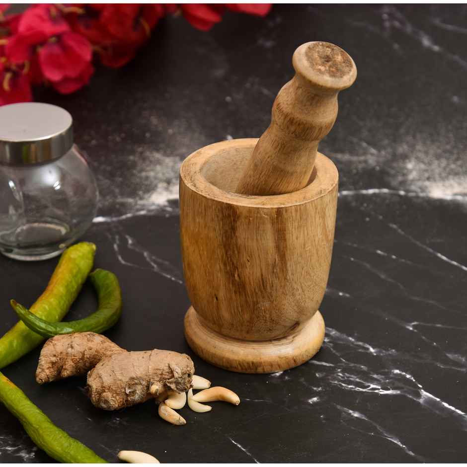 OGGN Wooden Mortar & Pestle | Okhali | 3.5 x 3.5