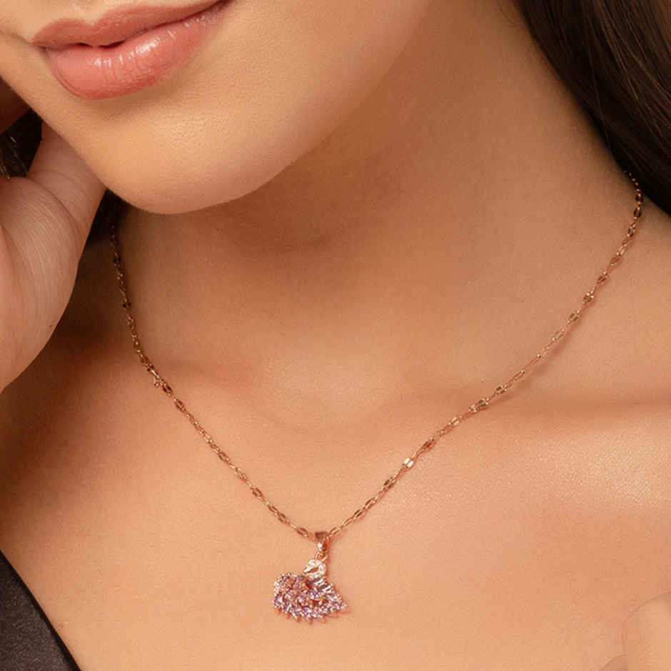 SALTY Millenia Dancing Swan Necklace Pendant for Women and Girls| Anti-Tarnish | Purple