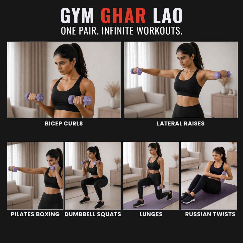 Slovic Neoprene Dumbbell Set (2 kg X 2) | Purple | for Home & Gym Use | Anti-Skid Rubber