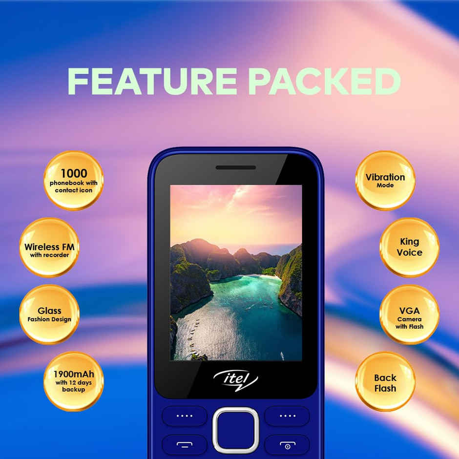 itel It5330 Keypad Mobile | 2.8" Display | 1900 mAh Battery | Glass Back Design | Blue