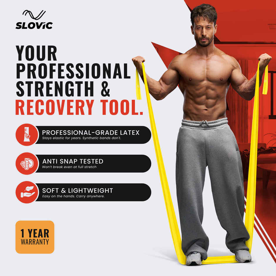 Slovic Thera Band for Physiotherapy, Stretching & Recovery Exercise | Light Yellow