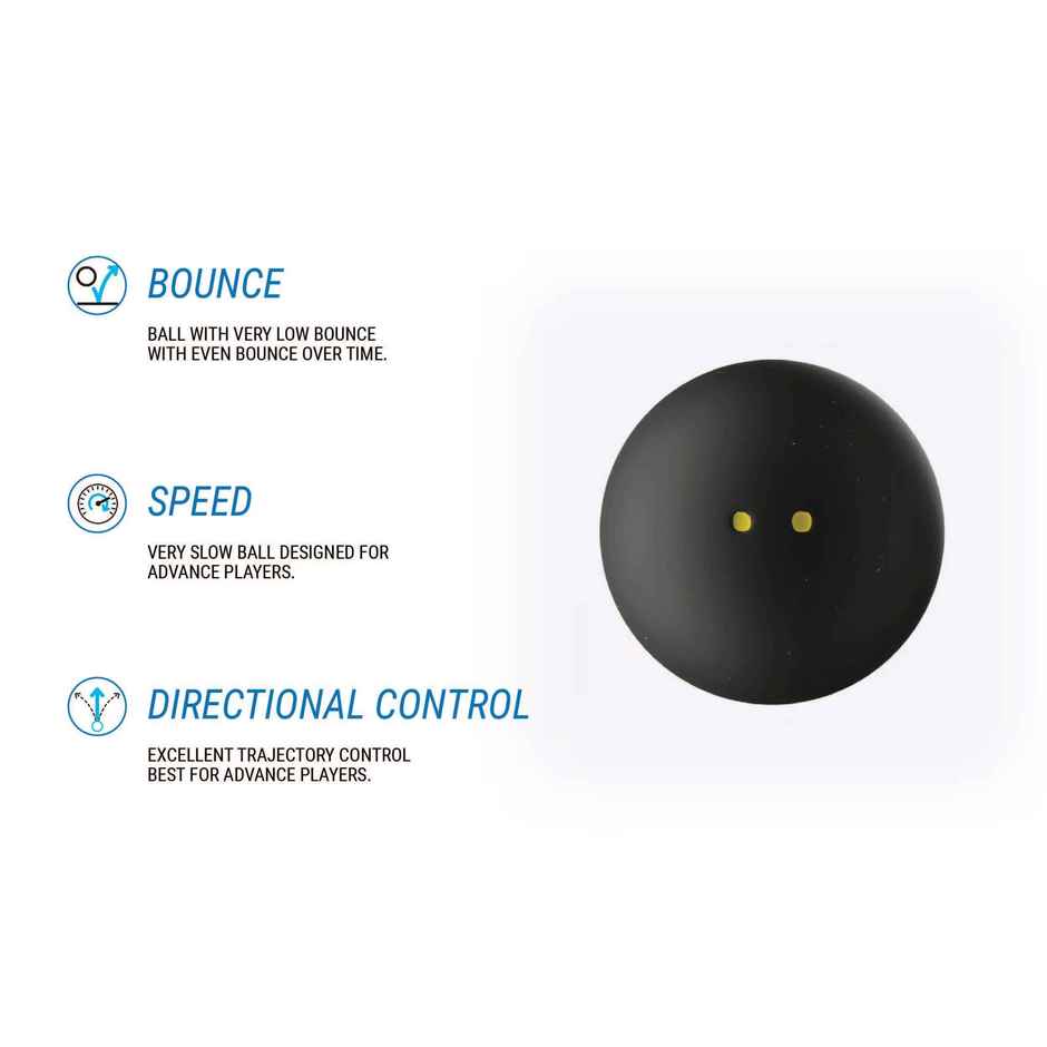 Decathlon Perfly Double Yellow Dot Squash Ball |Black