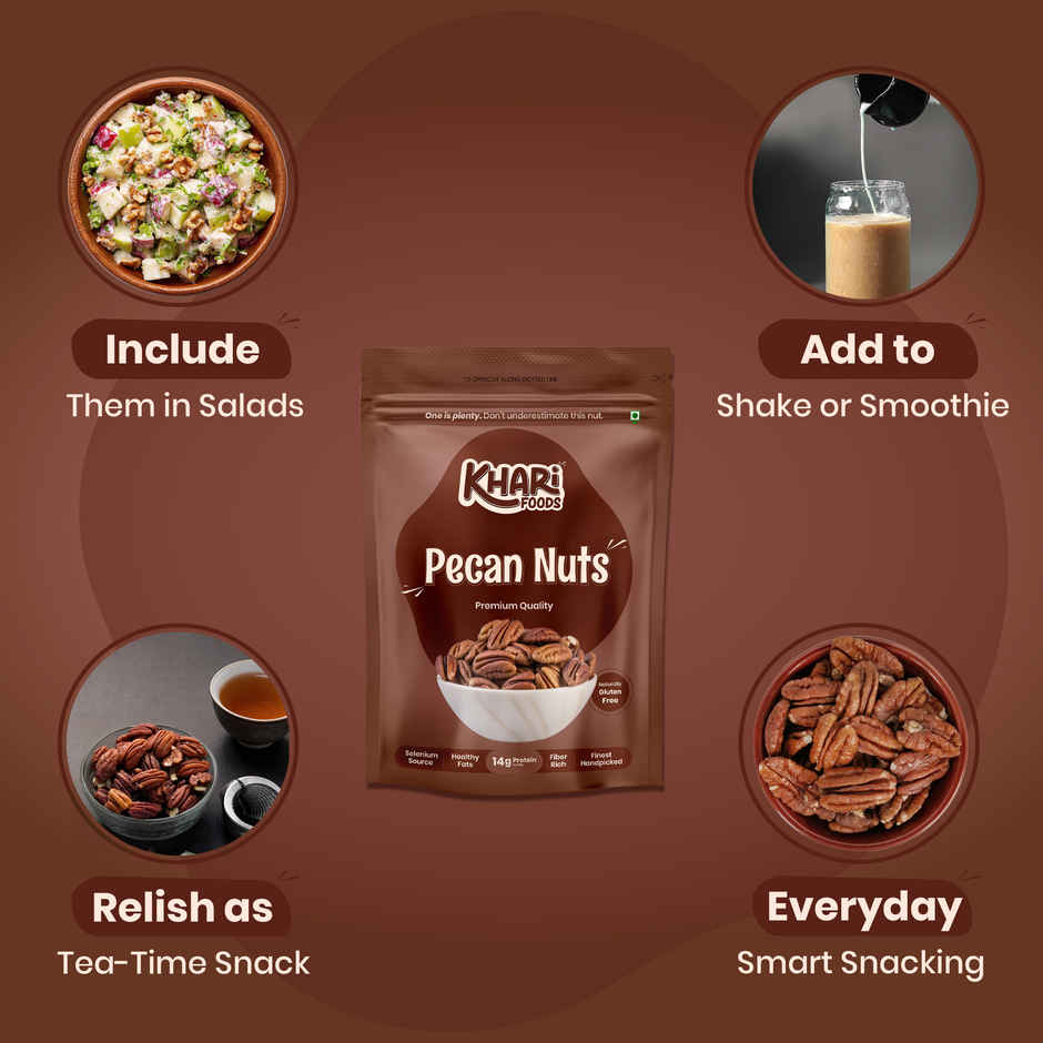 Khari Foods Premium Pecan Nuts, Healthy Snack, Rich in Protein