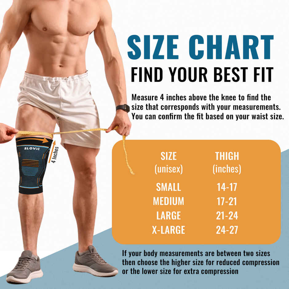 Slovic Large Knee Support Cap for Gym, Sports & Knee Joint Pain Relief - Unisex - Multicolour