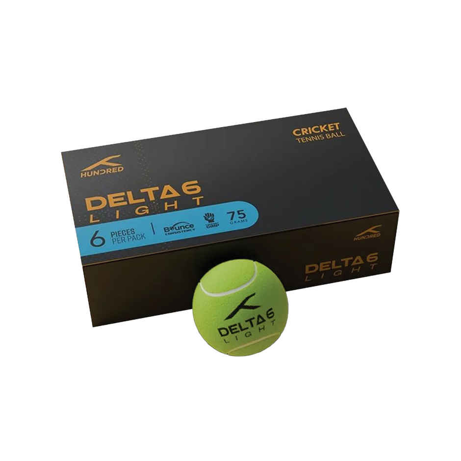 Hundred Delta 6 Light Cricket Tennis Balls | Yellow | Pack Of 6