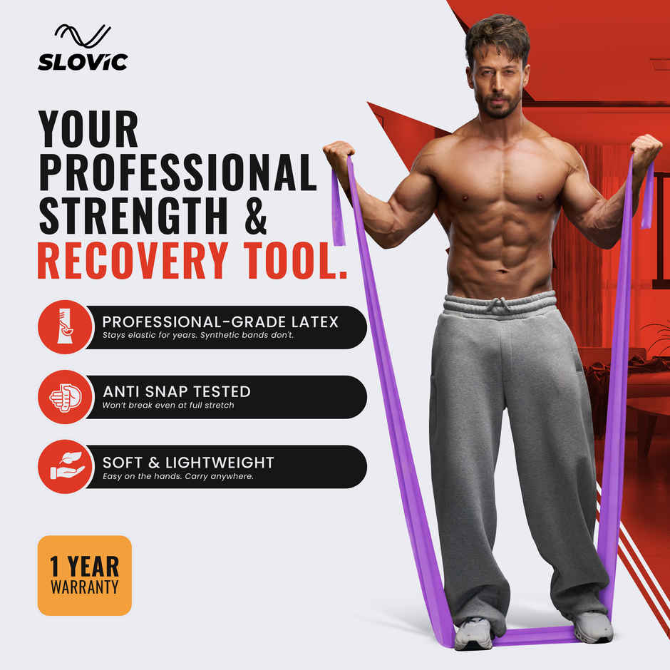 Slovic Thera Band for Physiotherapy, Stretching & Recovery Exercise - Light Purple