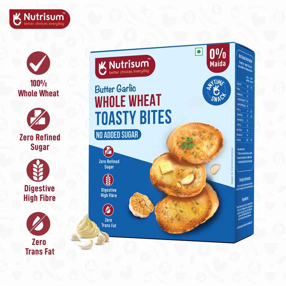 Nutrisum Whole Wheat Toasty Bites - Butter Garlic