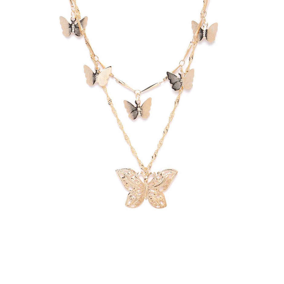 Youbella Multi Layer Necklace Jewellery Gold Plated Multi Strand For Women (Ybnk - 5795, Golden)