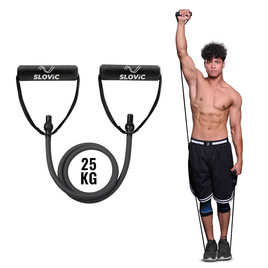 Slovic 25Kg Tube Resistance Band for Full Body Workout & Exercise - Natural and Unbreakable Rubber