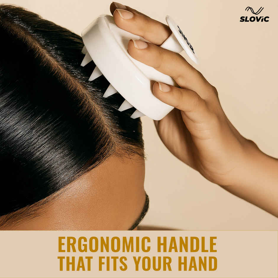 Slovic Manual Head & Scalp Massager with Soft Silicone Bristles | Relaxation | White