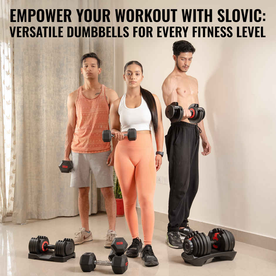 Slovic 7.5kg Hexa Dumbbells Set (7.5kg x 2) for Weight Training, Lifting & Gym - Anti Skid Rubber