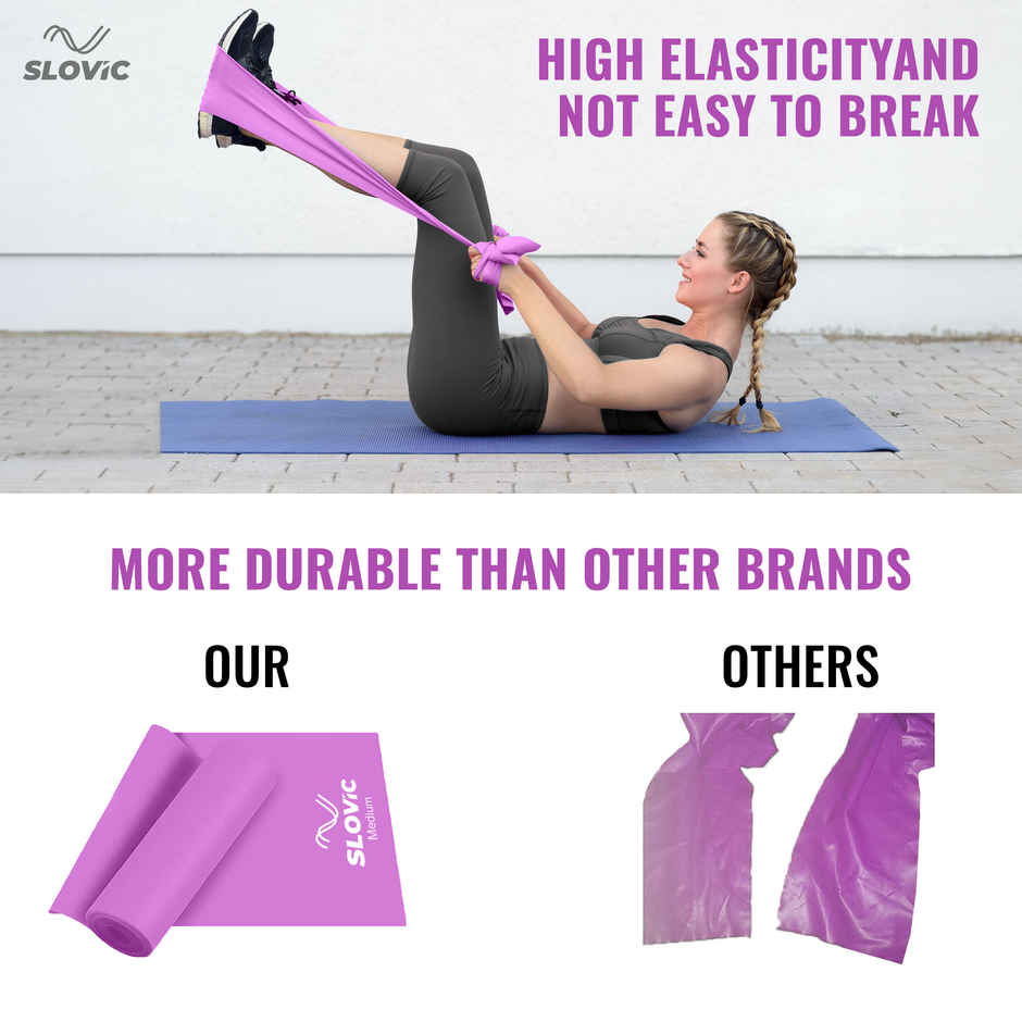 Slovic Thera Band for Physiotherapy, Stretching & Recovery Exercise - Light Purple