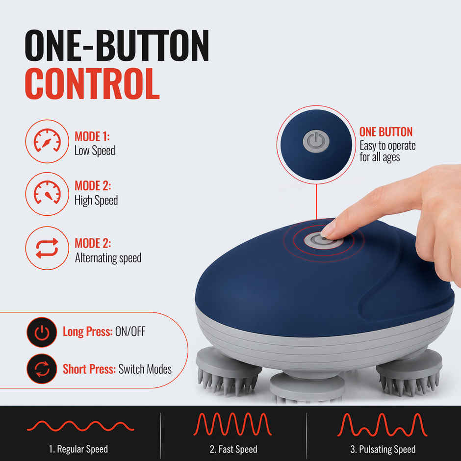 Slovic Rechargeable Electric Scalp & Head Massager With 3-Speed Modes (Blue) | Easy to Use