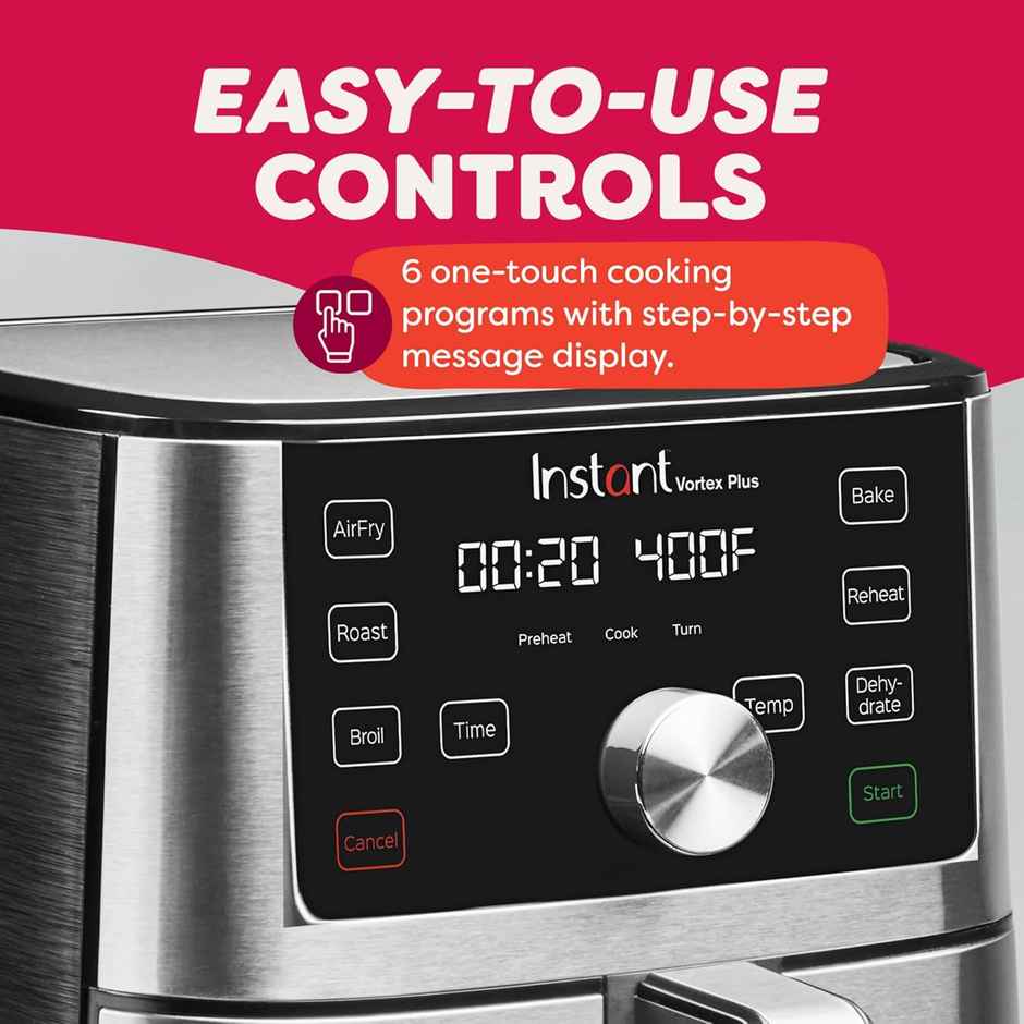 Instant Pot Air Fryer, Vortex 6 Litre,360 Degree Evencrisp Technology, Uses 95 % Less Oil 1500W