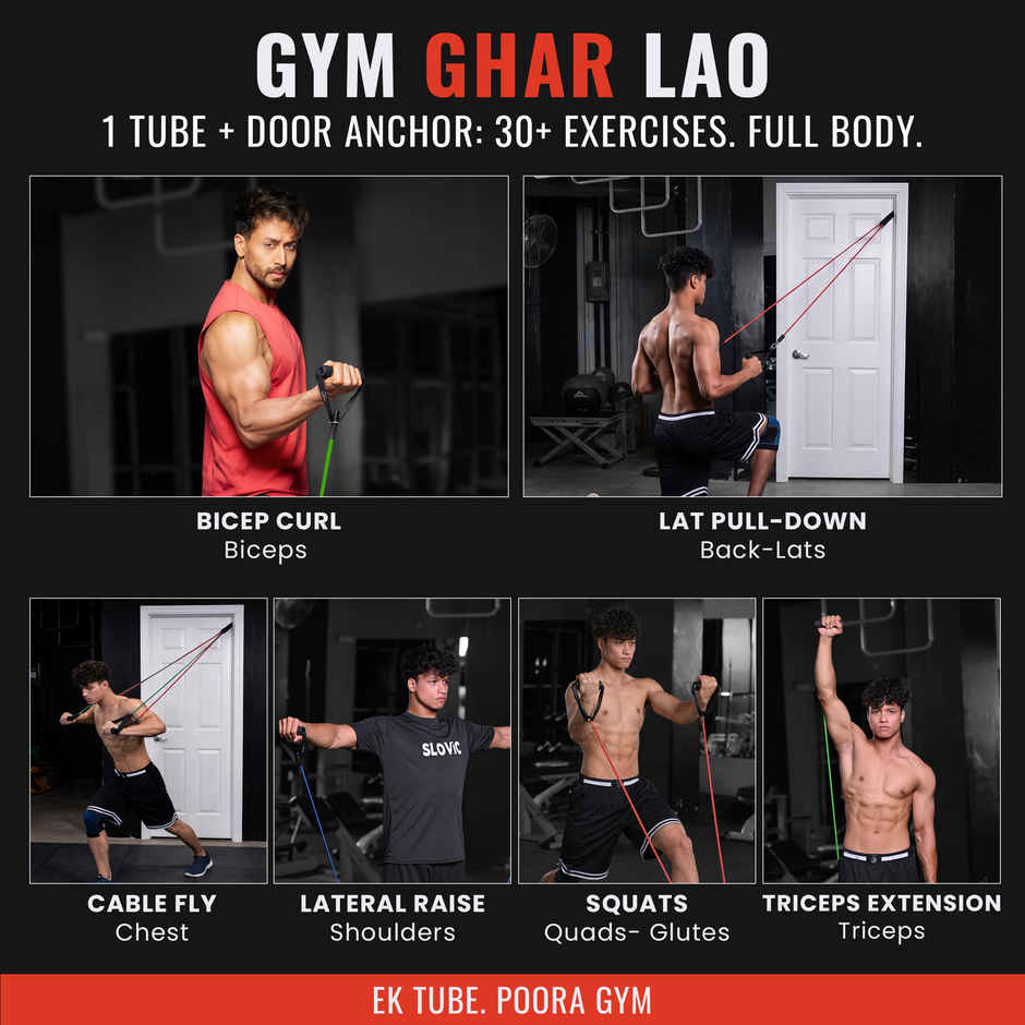 Slovic 30 kg - Green 20 kg + Blue 10kg Tube Resistance Band for Full Body Workout & Exercise