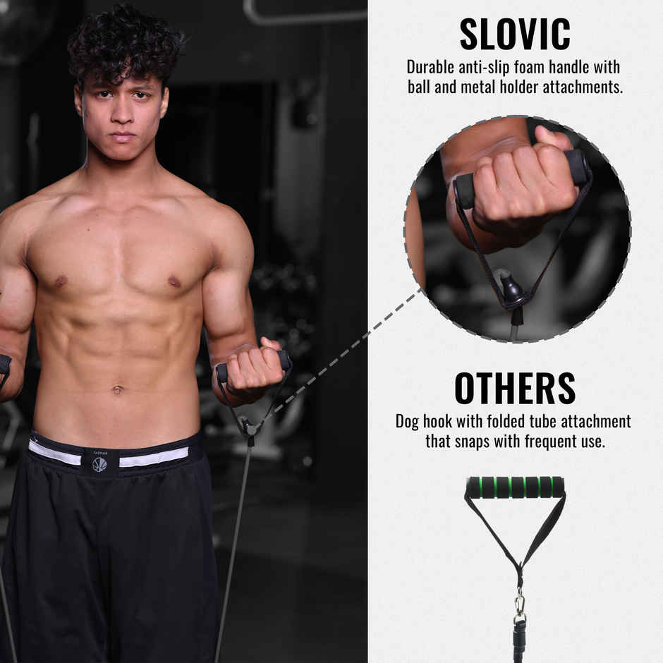 Slovic 25Kg Tube Resistance Band for Full Body Workout & Exercise - Natural and Unbreakable Rubber