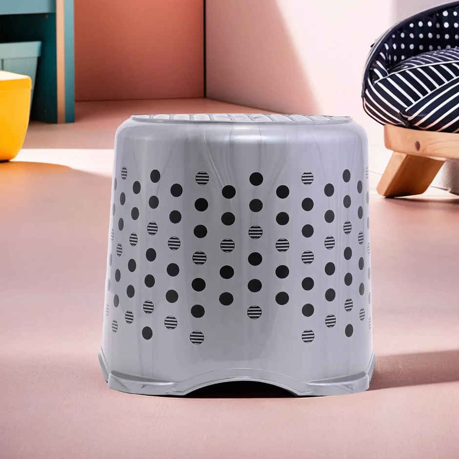 Kuber Industries Stackable Stool for Sitting | Space-Saving for Kitchen & Home | Grey Dot