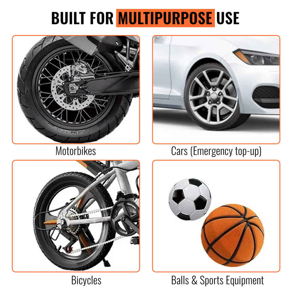 Slovic Cycle Air Foot Pump with Meter for Bike, Car Tyres, Football & More