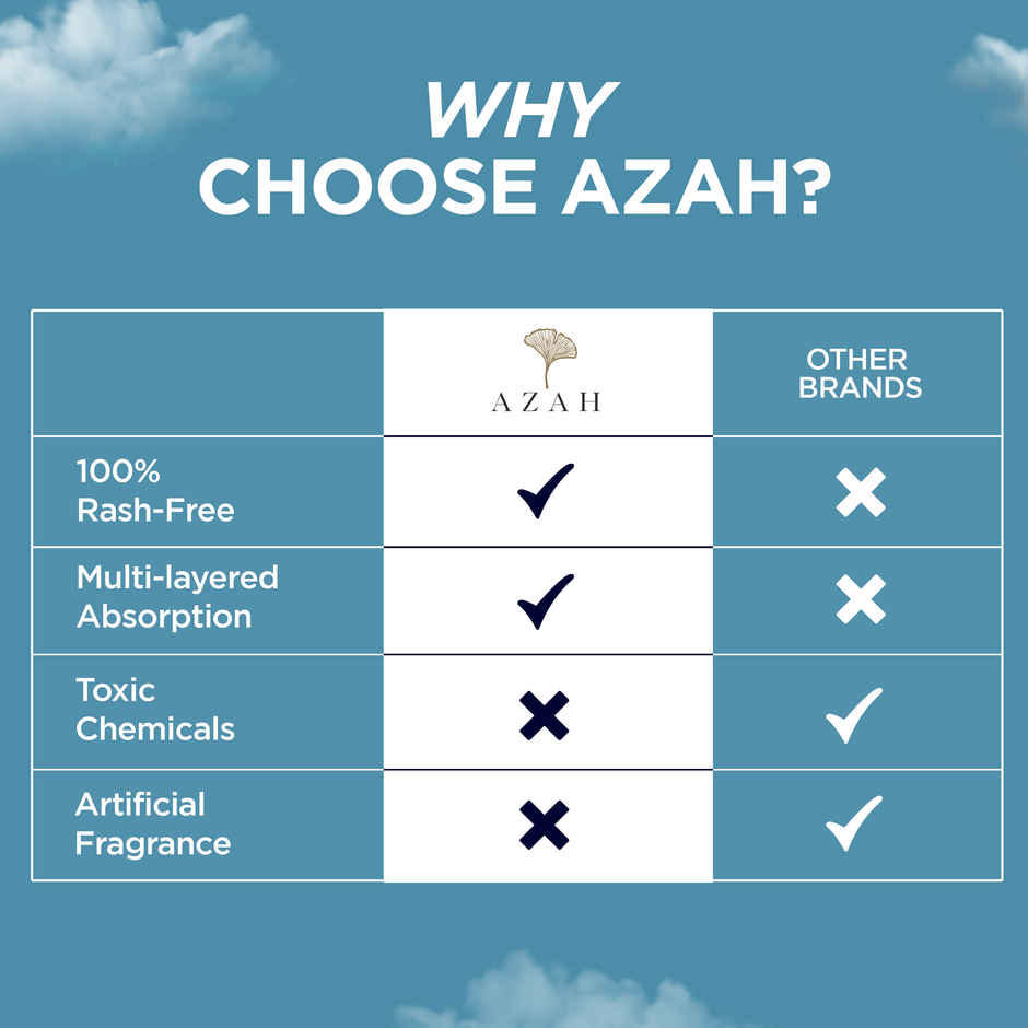Azah Rash-Free Organic Sanitary Pads | XL | 18 pcs