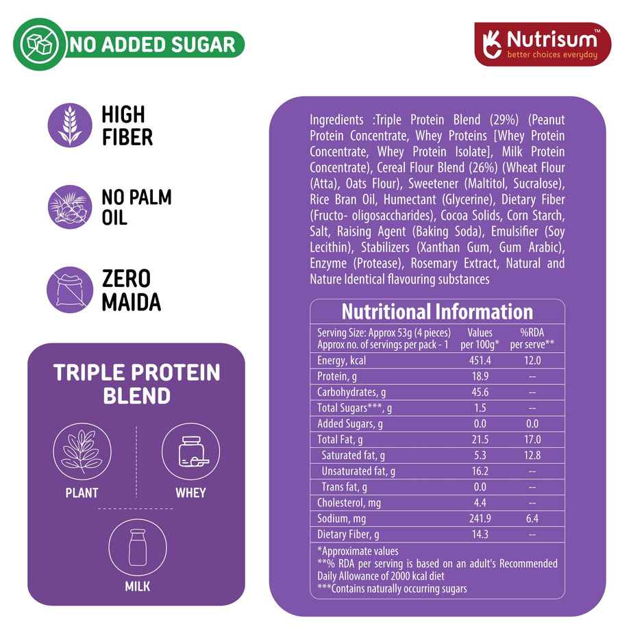 Nutrisum Protein Cookie Minis | No Added Sugar | Chocolate | 10g Protein | Protein Bar Alternative