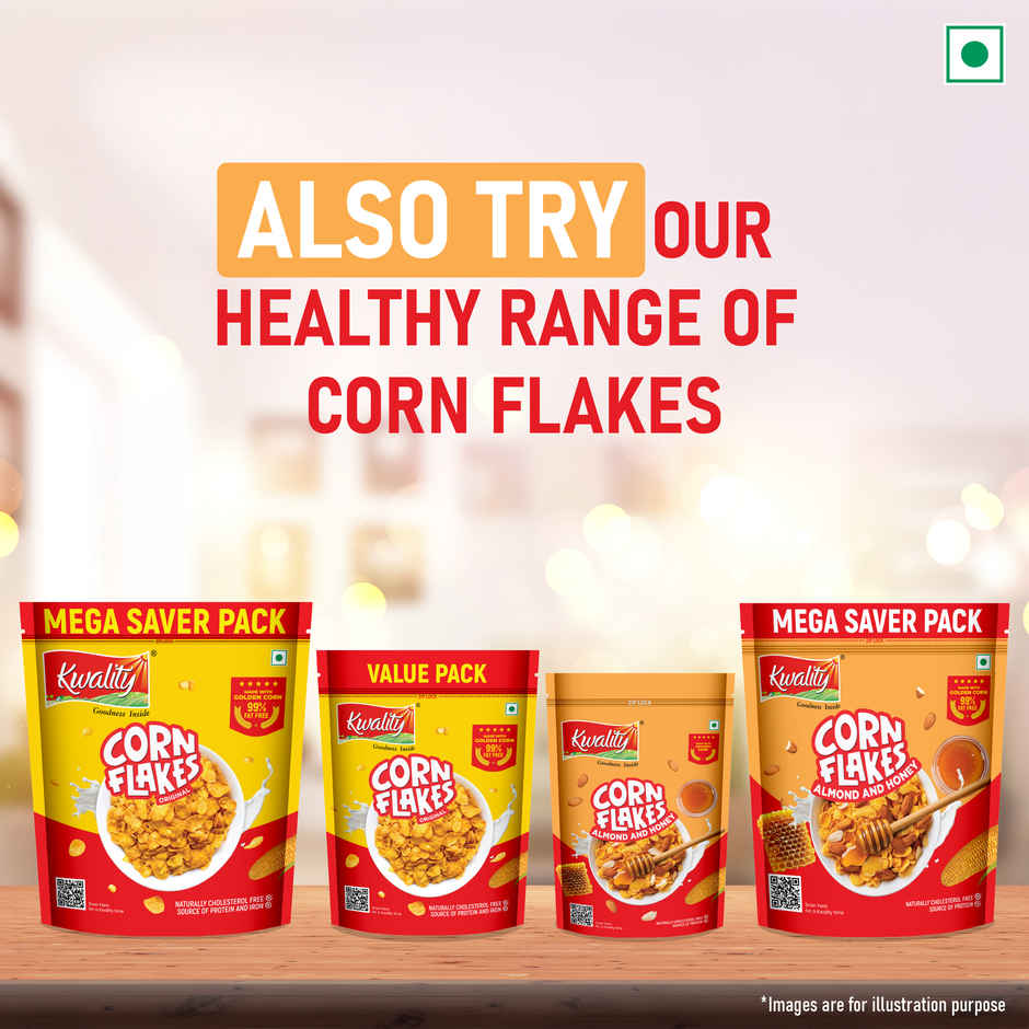 Kwality Corn Flakes With Almond & Honey - Made With Golden Corns