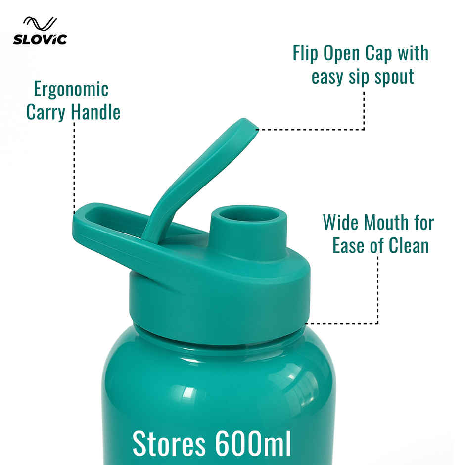 Slovic 600ml Water Bottle with Sipper Cap for Gym, Travel, Sports & Hydration-100% BPA Free