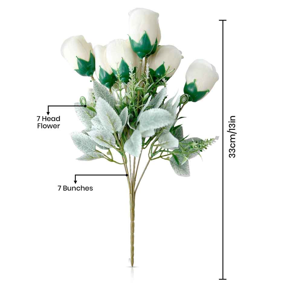 Art Street Artificial White Rose Flower Bunch | Bouquet Home Decoration