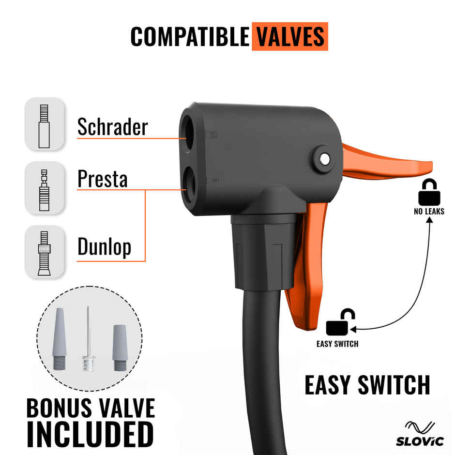 Slovic Cycle Air Foot Pump with Meter for Bike, Car Tyres, Football & More