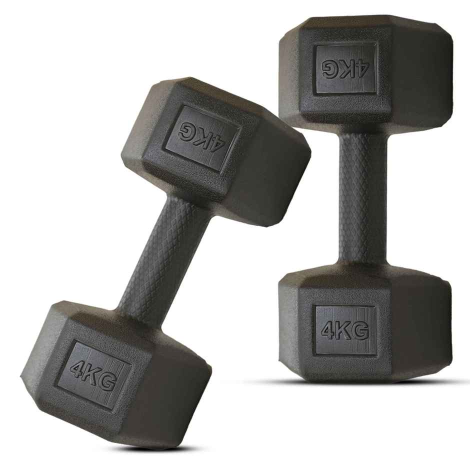 Slovic Non-Slip PVC Dumbbell Set | 4kg X 2 | Ideal for Home & Gym Workout |Black