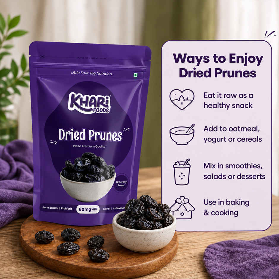 Khari Foods Premium Pitted Prunes Dried | Dry Fruit Snack | No Added Sugar