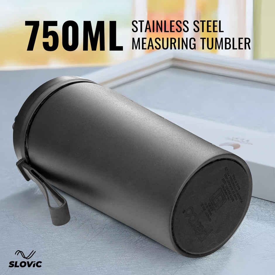 Slovic Black Stainless Steel Shaker for Gym & Daily Use | 750 ml