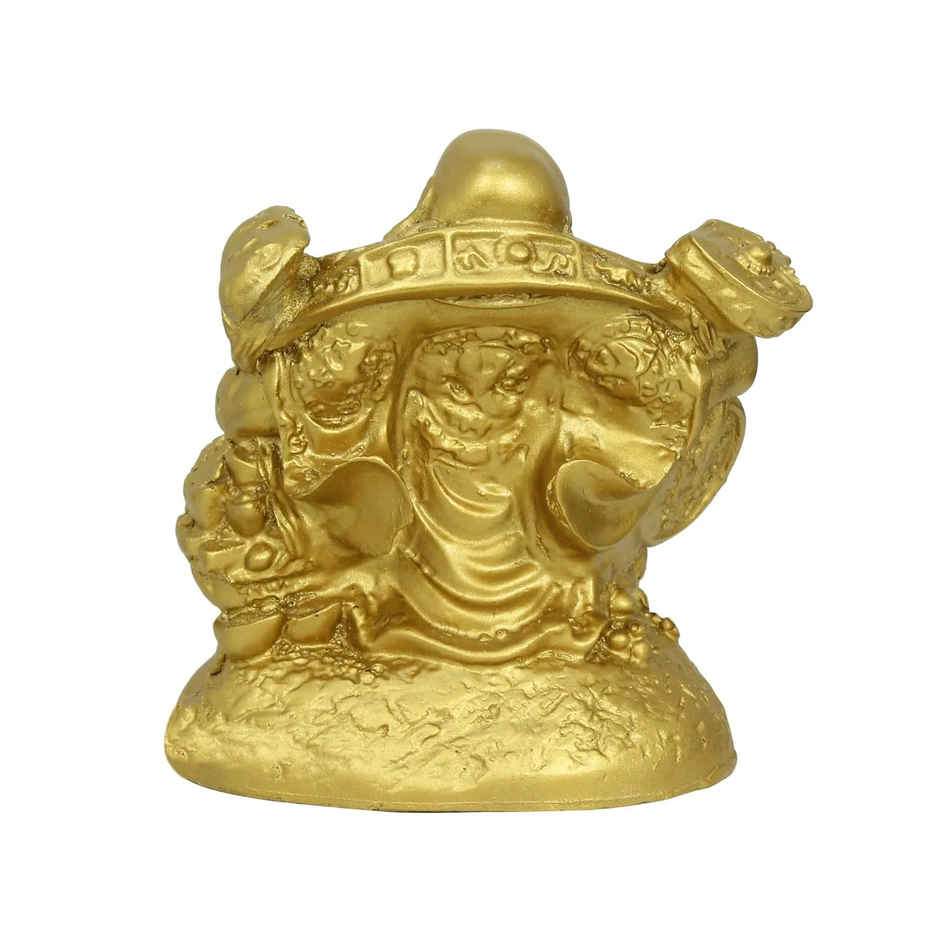 Tied Ribbons Laughing Buddha Statue Figurine Showpiece (12.7 Cm)