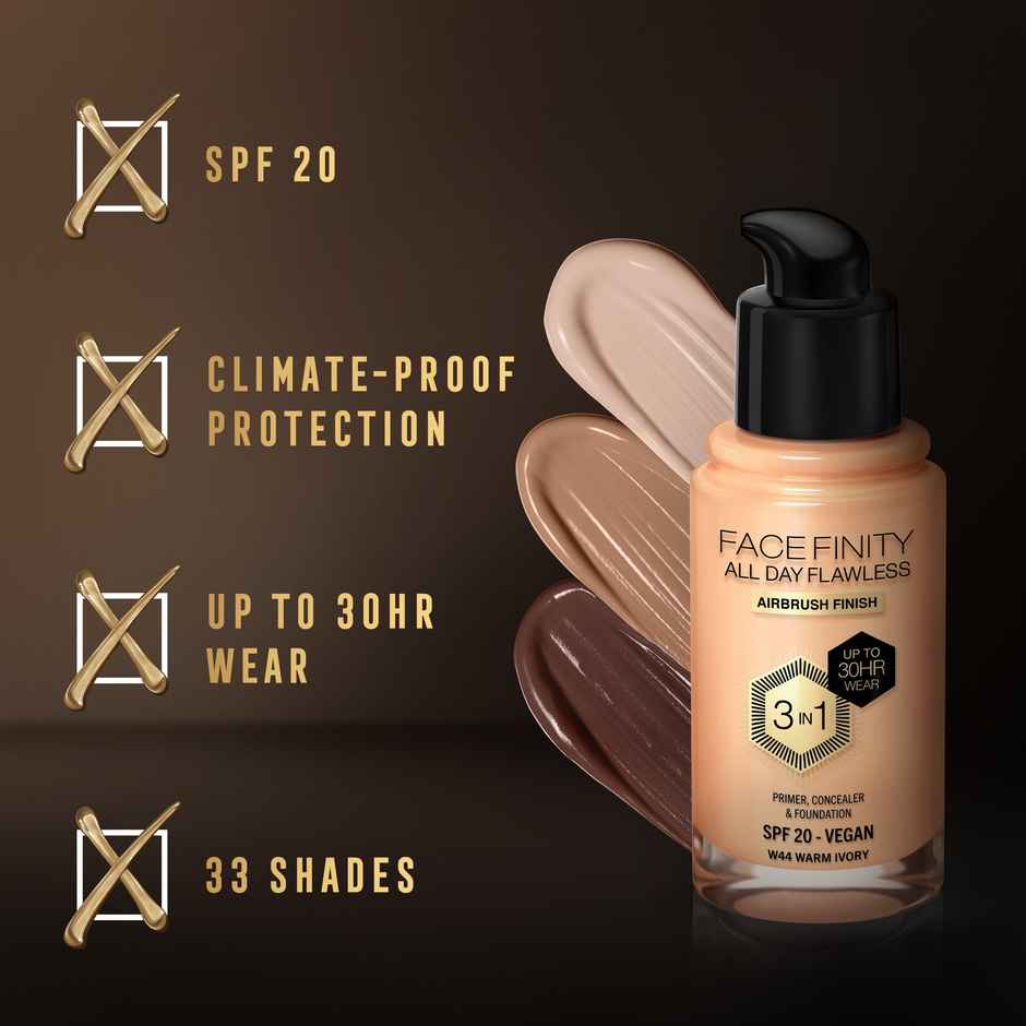 Max Factor Face Finity All Day Flawless 3 In 1 Foundation | Warm Ivory