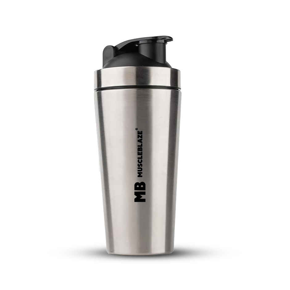 MuscleBlaze Gym Steel Shaker - Silver