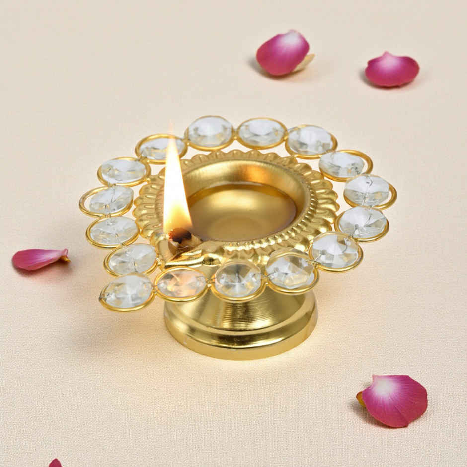 Crystal Diya For Decorations | Tealight Candle & Holder | Urban Born