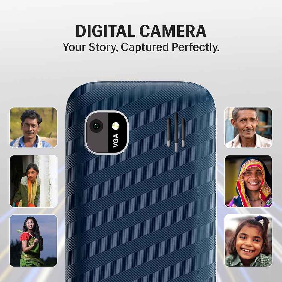 Lava Gem 2025 Dual Sim Keypad Phone (2.8" Display, Camera & Flash) | 2575mAh Smart AI | Blue Chrome