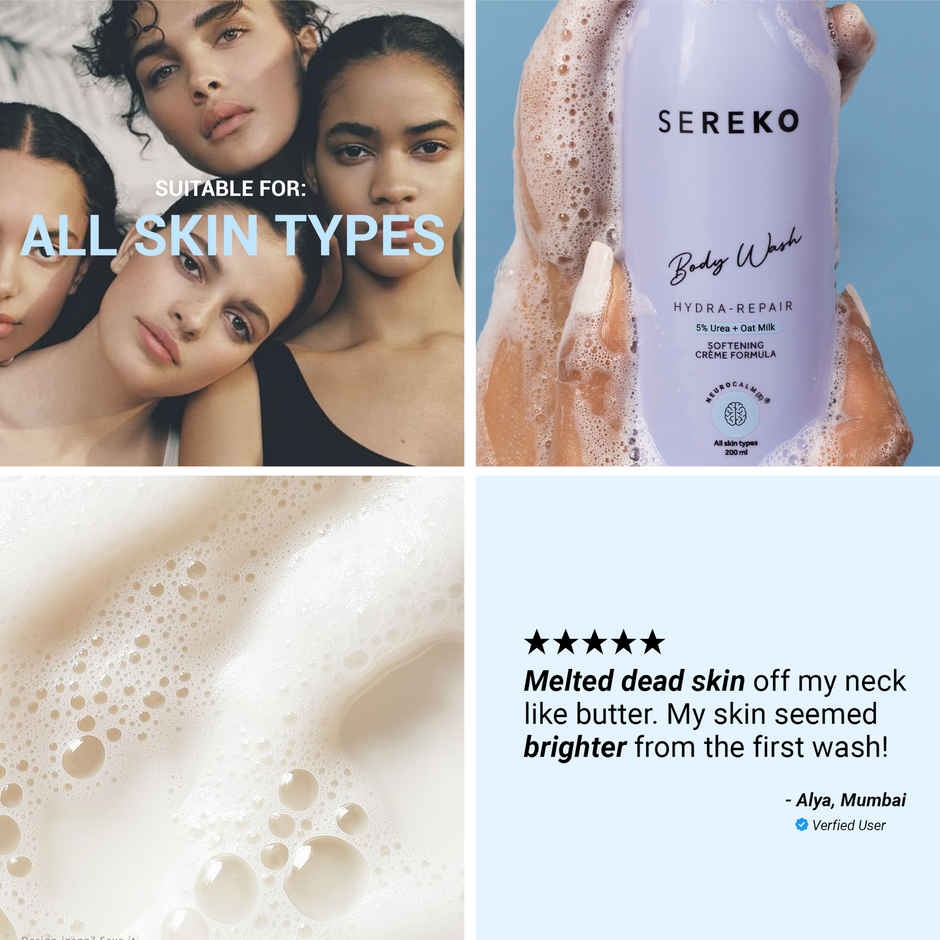 SEREKO Body Wash with Olive Oil & Oat Milk | No Acne, Moisturising, Brightening | Paraben & Sulphate Free