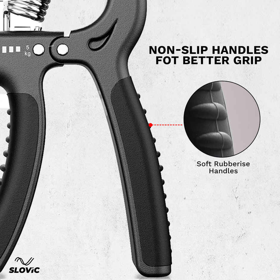 Slovic upto 60kg Adjustable Hand Grip Strengthener for Forearm & Wrist Strengthening - Black