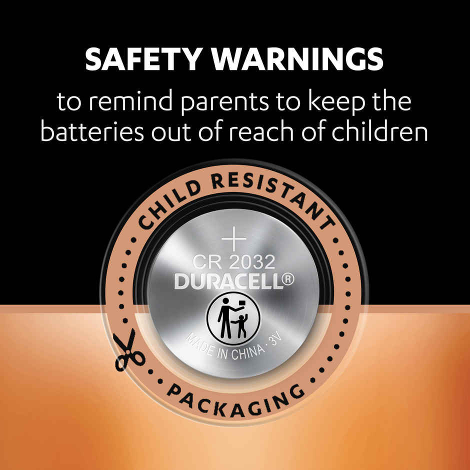 CR2032 Lithium Coin Cell Battery | 3V | Child-Resistant For Car Keys & Scales