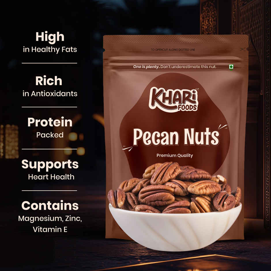 Khari Foods Premium Pecan Nuts, Healthy Snack, Rich in Protein
