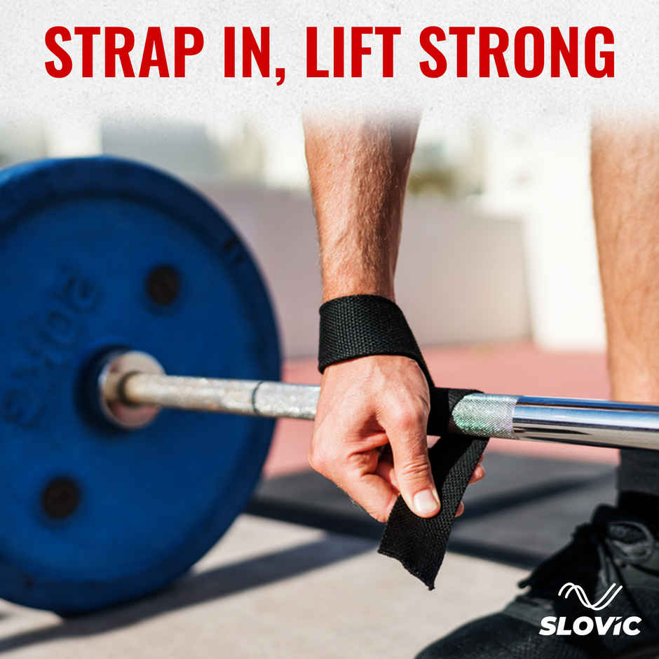 Slovic Gym Weight Lifting Straps for Heavy Lifts, Wrist Support & Deadlifts - Black