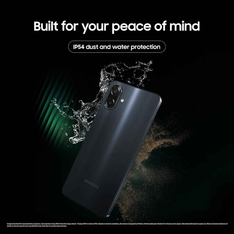 Samsung Galaxy M07 MediaTek Helio G99 | IP54 Rating | 4GB RAM, 64GB Storage | Black