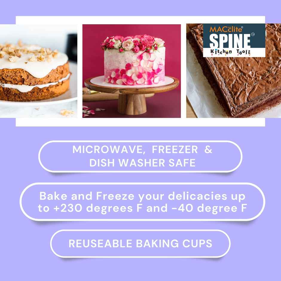 Spine Silicone Square & Round Cake Mould Combo Set of 2pc | Square 6 & Round 8 Inch Red