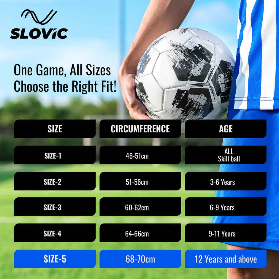 Slovic Strike Football | 32 Panel Football for Match & Practice Training in All Grounds | Size 5 | Assorted Design