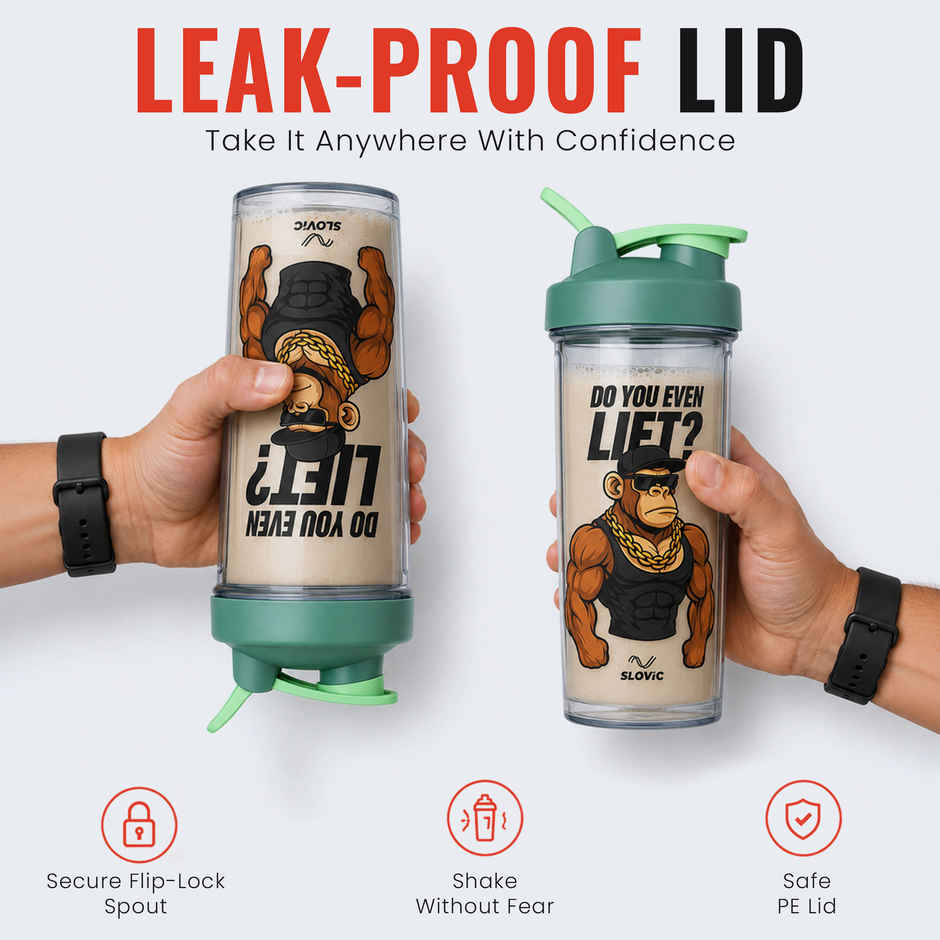 Slovic 700ml Monkey Design Plastic Shaker Water Bottle for Gym, Home & Office Use | Leak-Proof